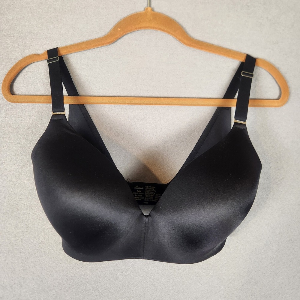 Soma‎ Vanishing Back Wireless Bra Size 34D Black Wirefree